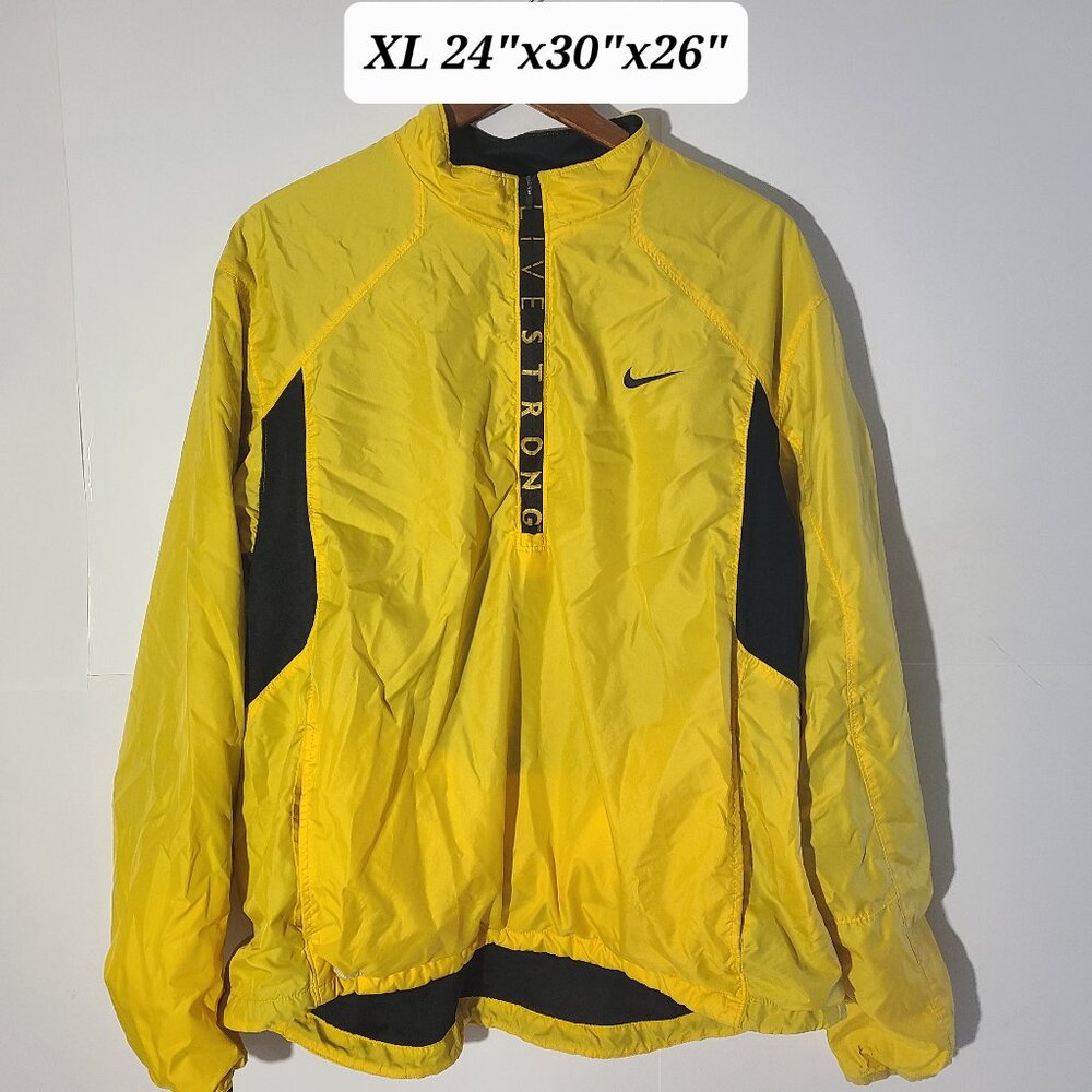 Nike Livestrong FitDry Cycling/Running Yellow XL 1/4 Zip Pullover Windbreaker